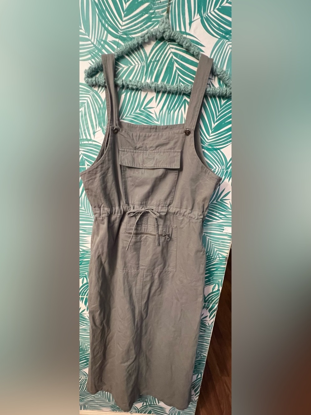 Vroom & Dreesmann Utility Style Grey Pinafore Dress Sz 28 100% cotton